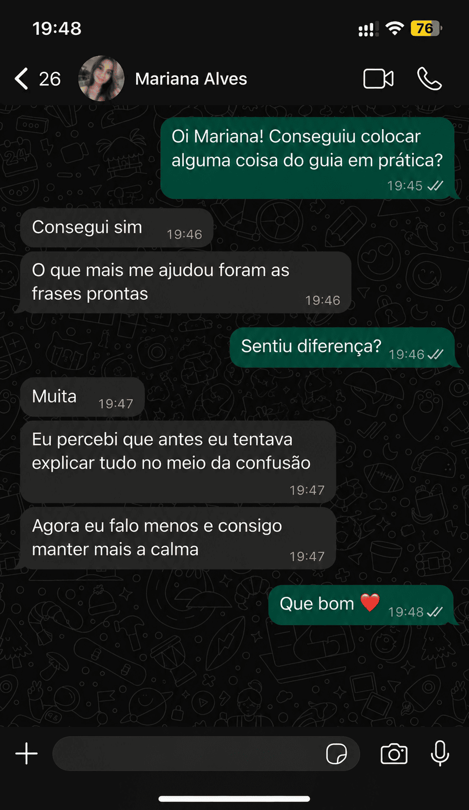 Conversa de WhatsApp com Mariana Alves